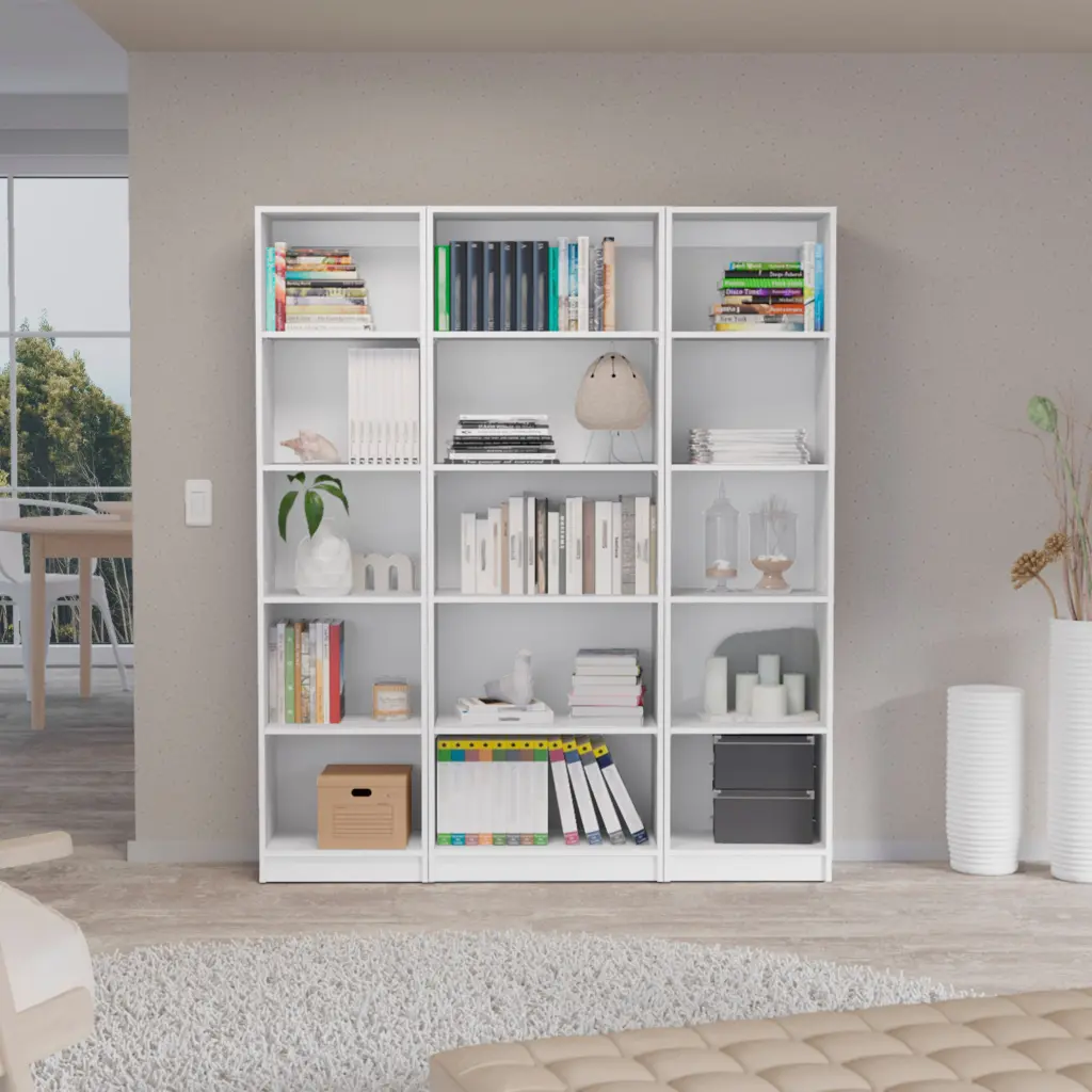 Bartow 3 Piece Home Bookcase Set 60 Inches Wide 15 Shelves Living Room tuhome