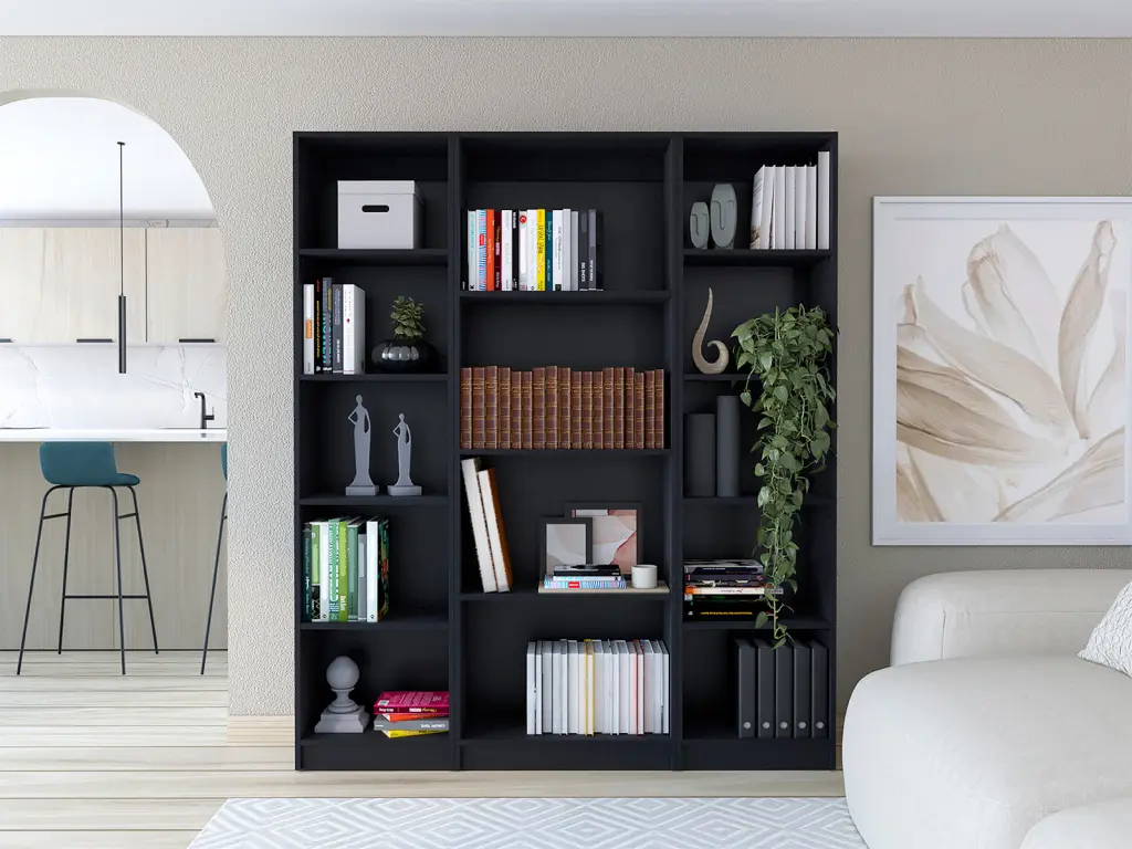Davie 3 Piece Home Bookcase Set 60 Wide 14 Shelves Living Room tuhome