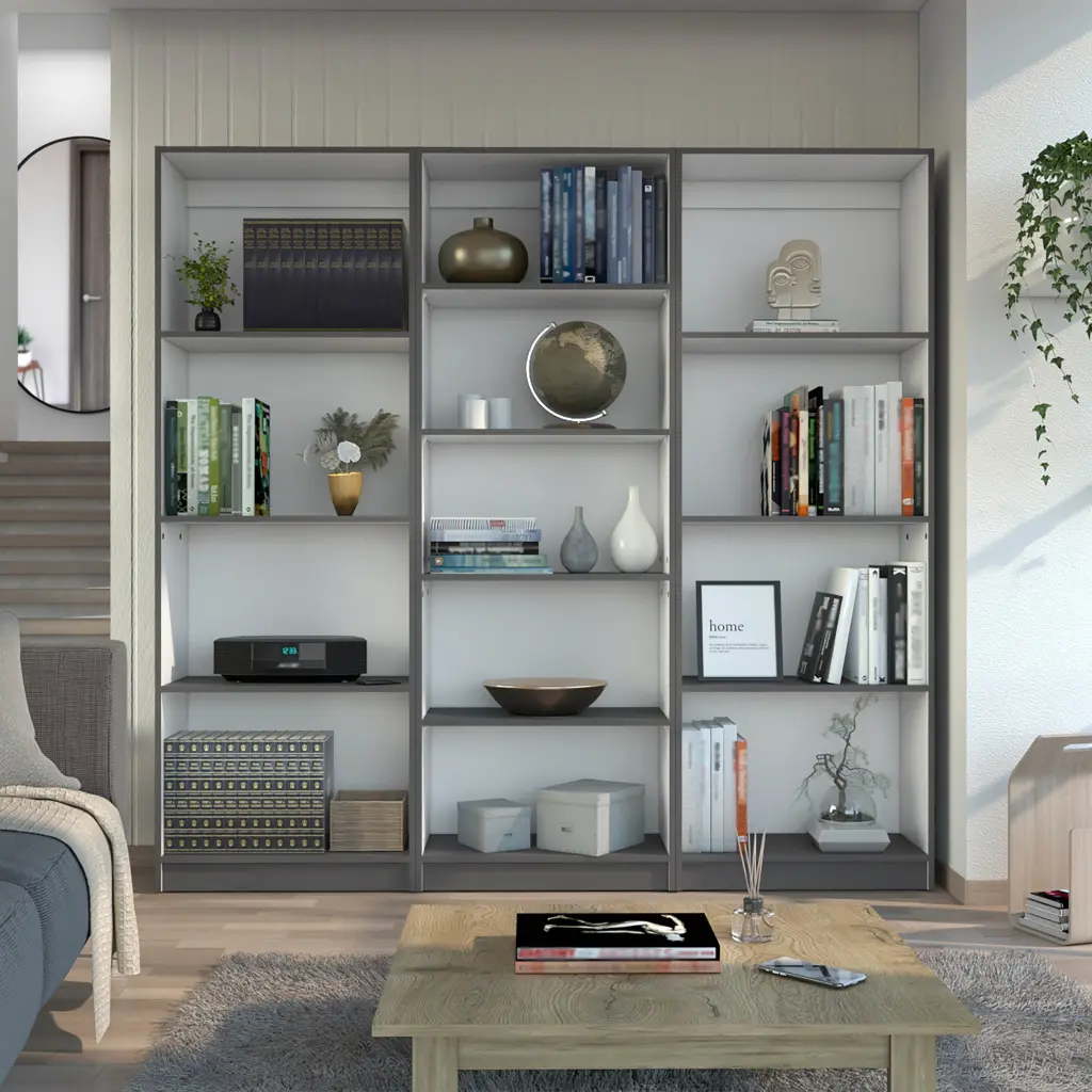 Lainor 3 Piece Home Bookcase Set 74 Inch Wide 13 Shelves tuhome