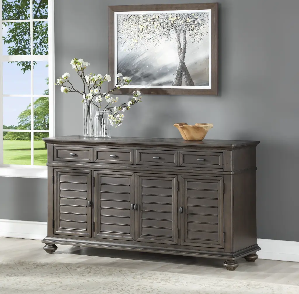 Linnett Server Dark Brown Wood steve silver furniture