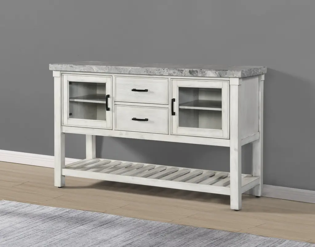 Canova Marble Top Server Gray White Wood steve silver furniture