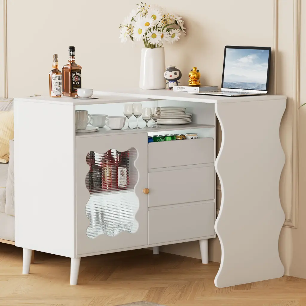 41 Inch 79 Inch LED Influenced Modern Farmhouse Sideboard Buffet Cabinet Wood memory valley
