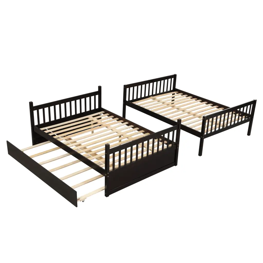 Full Over Full Bunk Bed Trundle Espresso Pine Finish inspirit