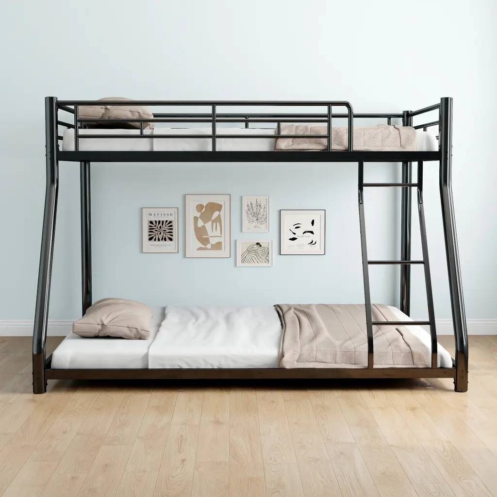 Metal Twin Over Full Bunk Bed Heavy Duty Noise Reduced Safe rnb