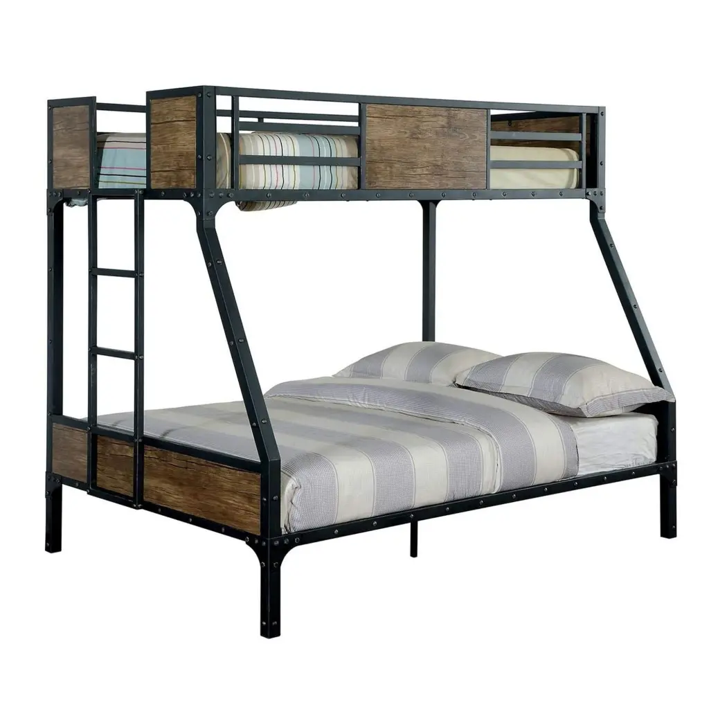 Wooden & Metal Frame Twin Full Size Bunk Bed Black Black Wood Metal royal hampton