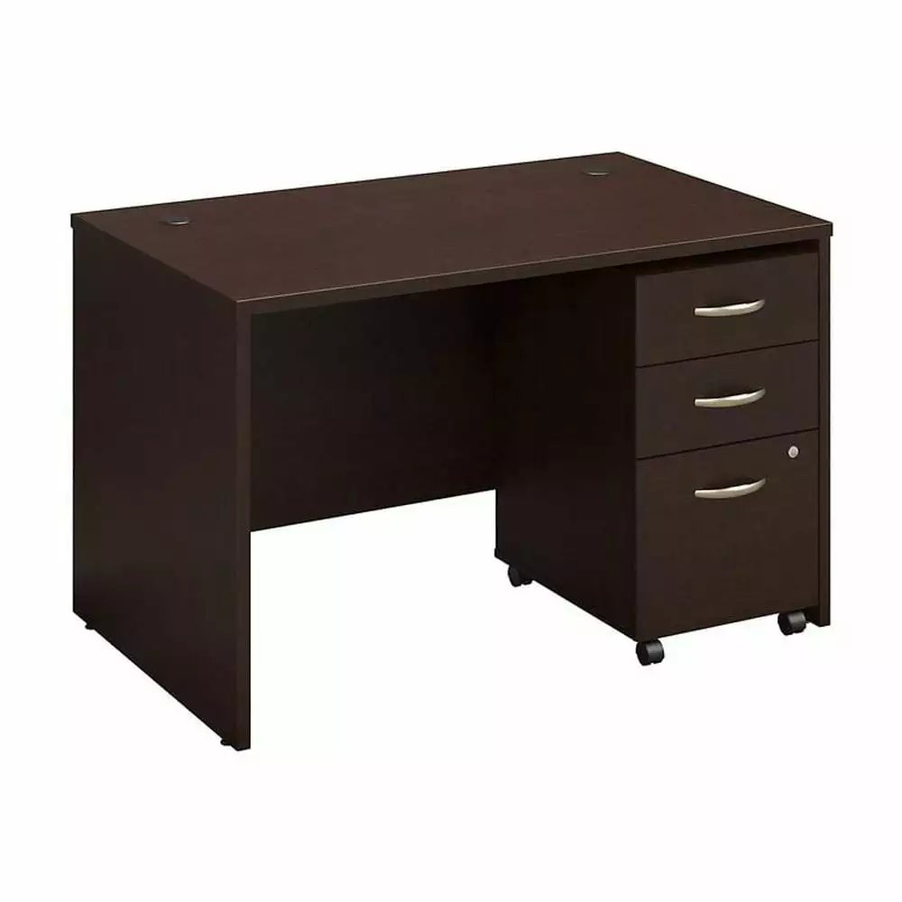 Bush Business Furniture Series C Elite 48W Desk 3-Drawer Mobile Pedestal Mocha Cherry BBF