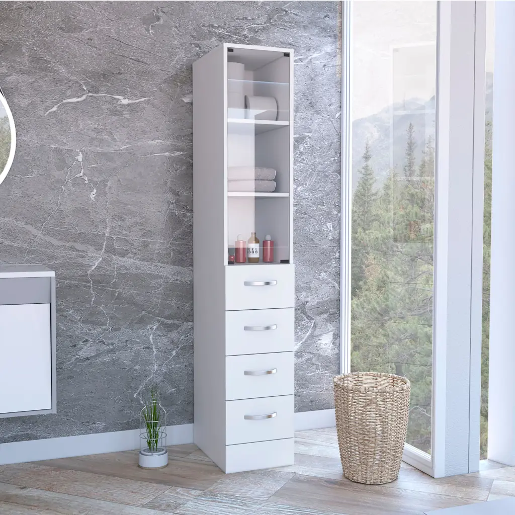 Linen Cabinet 68 Inch H Three Shelves and Four Drawers depot e-shop