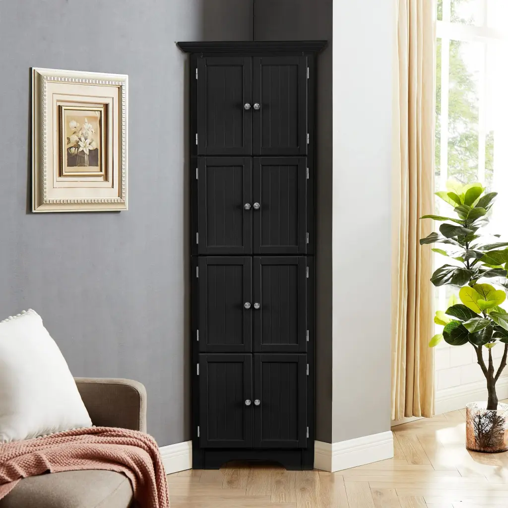 Tall Storage Cabinet Doors and 4 Shelves Living Room or Kitchen harmony