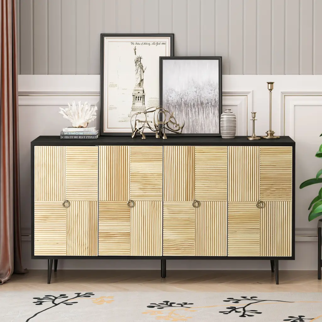 Elegant Vintage 4 Door Cabinet Carved Effect Decoration Doors rnb