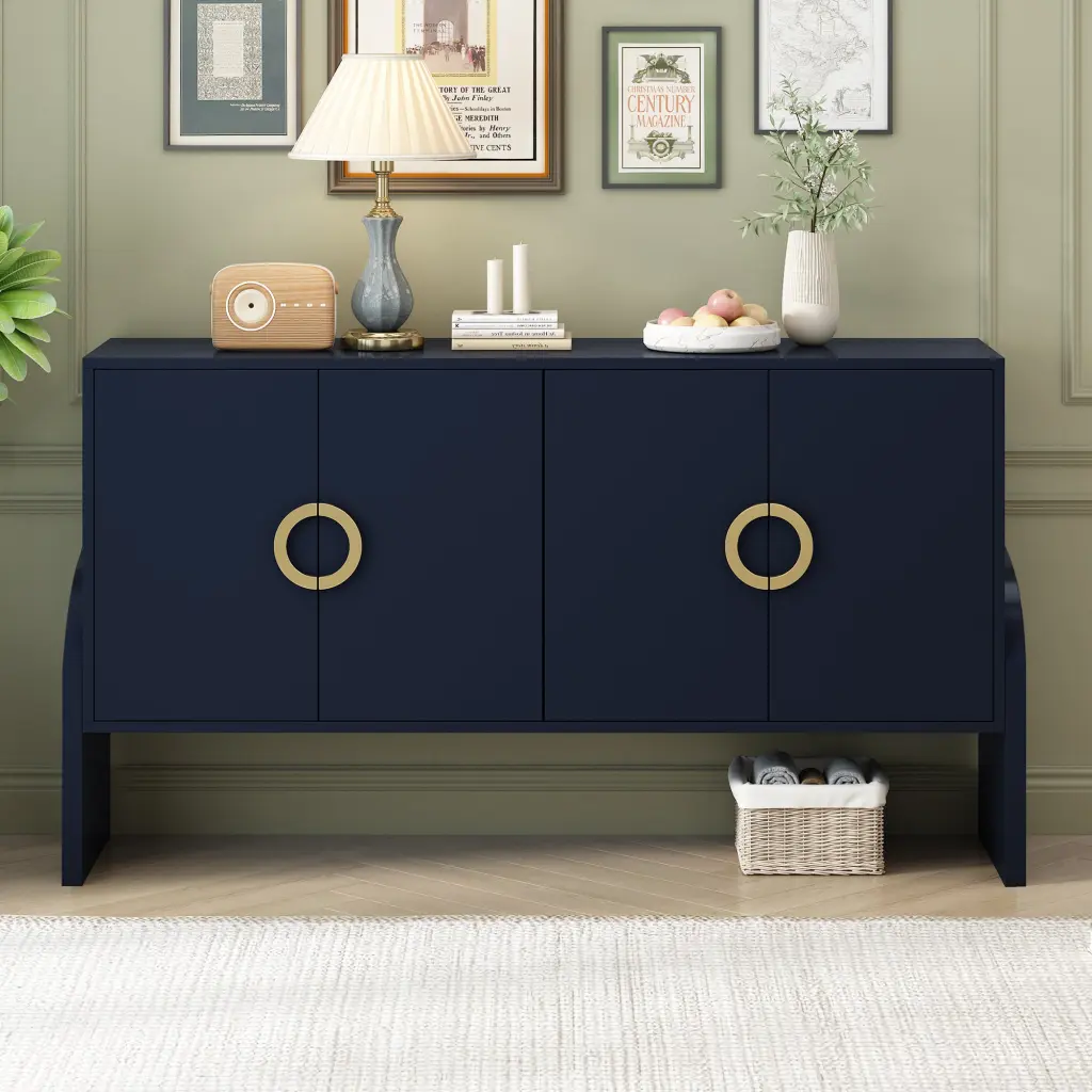 Four Door Metal Handle Storage Cabinet Suitable Study Living Room u_style