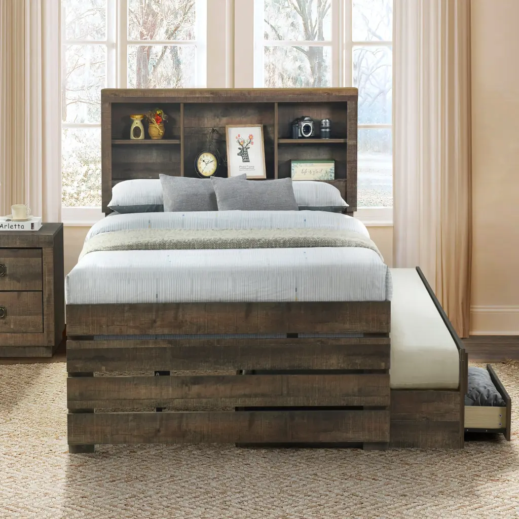 Farmhouse Style Twin Size Bookcase Captain Bed Three Drawers and Storage bed best
