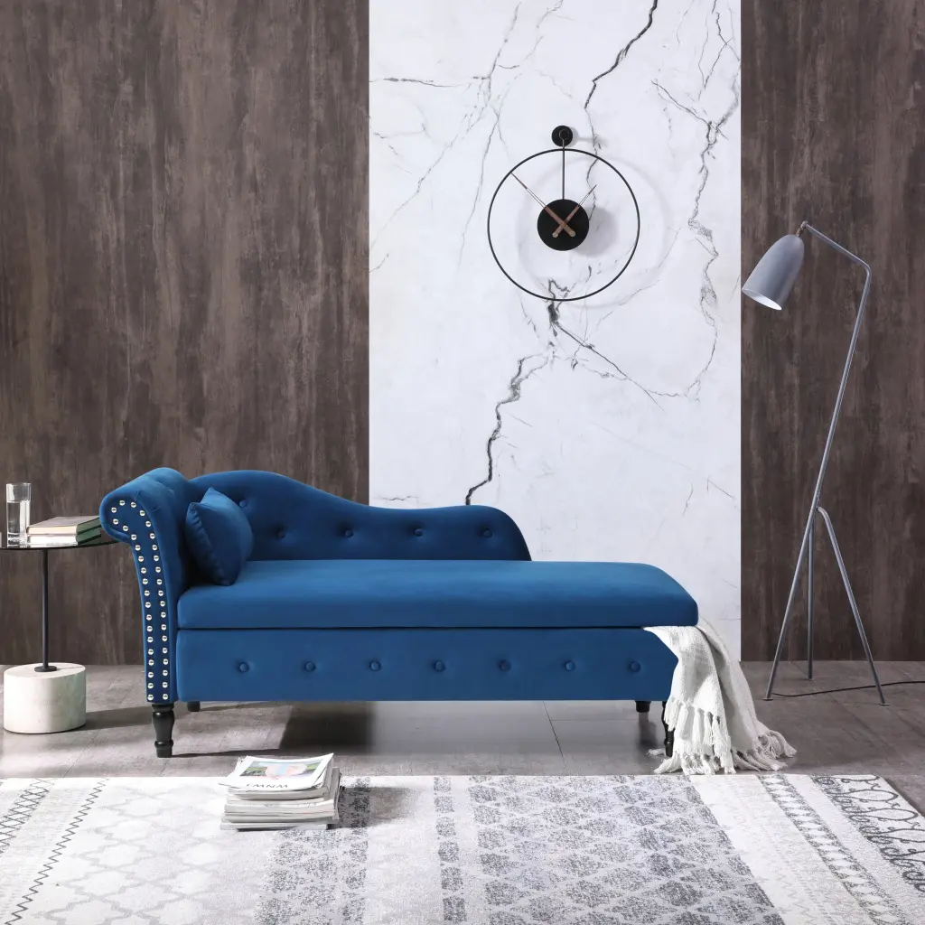 Aijia 60 Inch Velvet Multifunctional Storage Chaise Lounge Buttons Tufted aijiafurniture