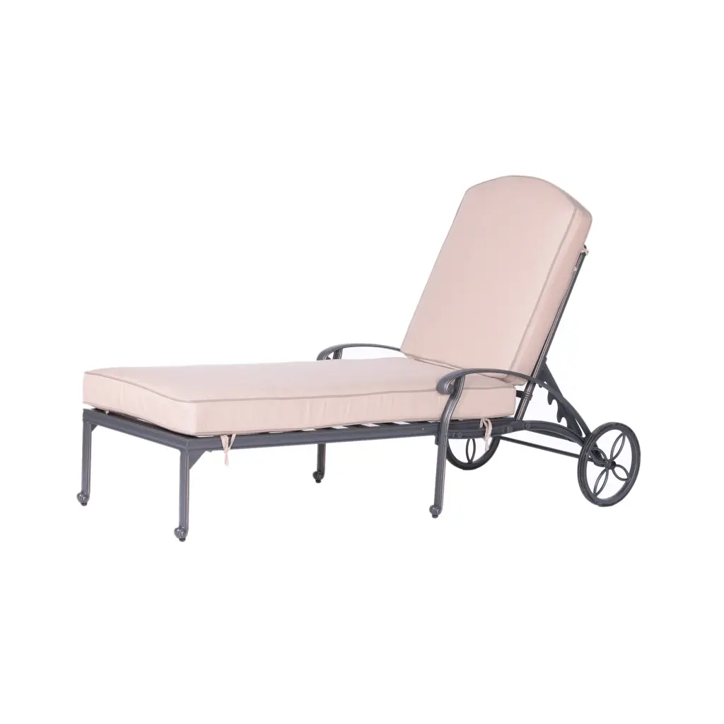 Chaise Lounger Spectrum Sand Grey Ivory Foam Aluminum Outdoor Furniture gathercraft