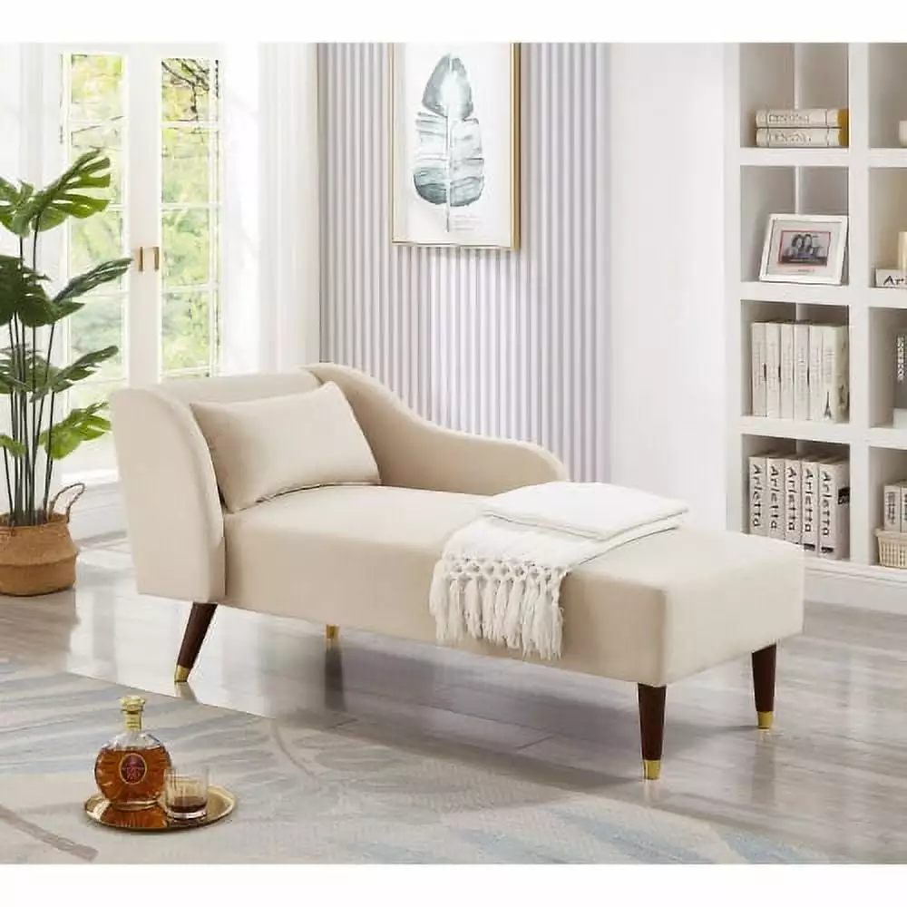 Jolly Jaunts Modern Chaise Lounge Indoor - Upholstered Recliner Removable Pillow