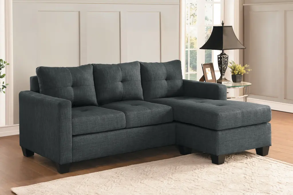 One---kind Style Dark Gray Reversible Sofa Chaise Lounge Fabric Sofa kanepe