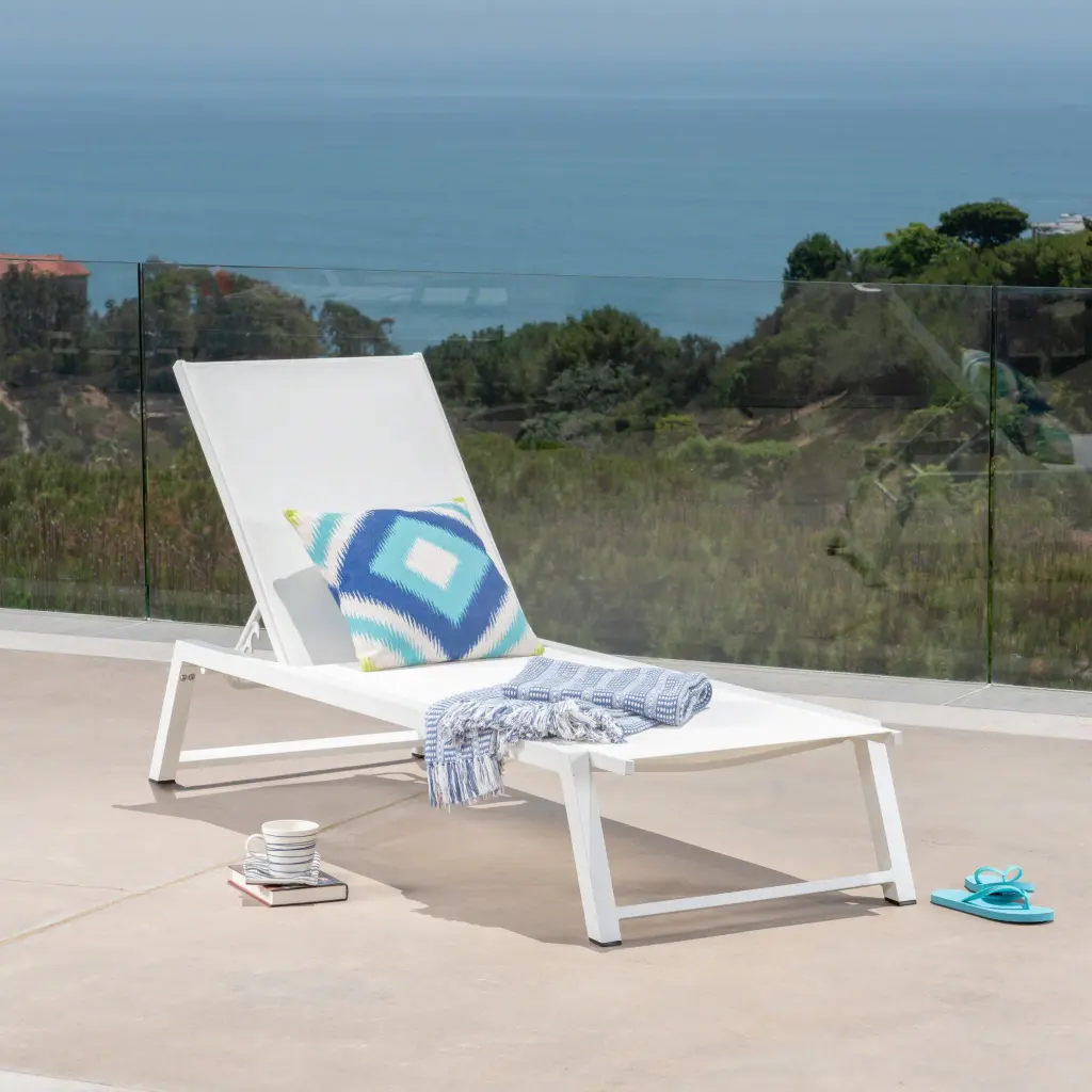 Myers Chaise Lounge MP1 White Metal Mesh Outdoor Patio Furniture nh-comfortcove