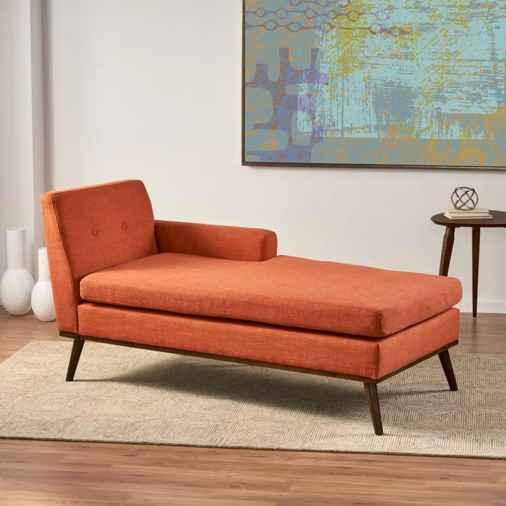 Chaise Lounge Orange Fabric Upholstered Living Room Accent Chair nh-perfect home