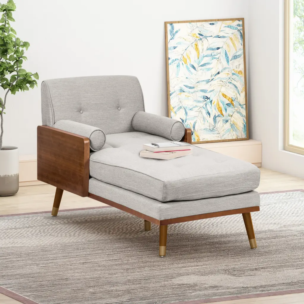 Chaise Lounge Beige Fabric Reclining Living Room Accent Chair nh-purenest