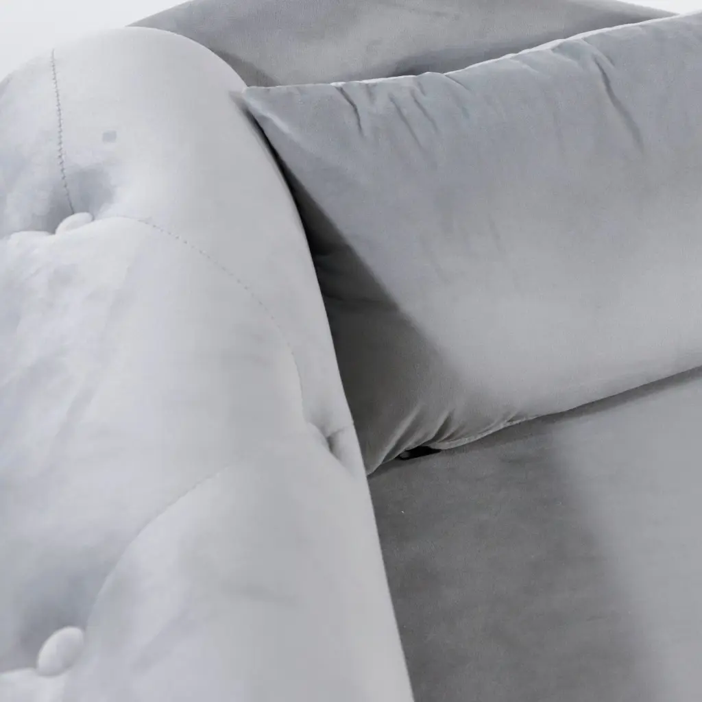 Grey Velvet Chaise Lounge Indoor Storage Bedroom zen zone
