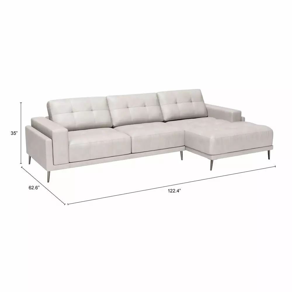 Bliss Collection RAF Chaise Sectional Sofa Beige Zuo Modern
