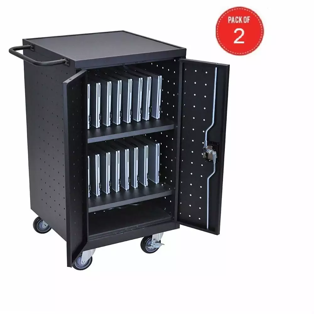 Luxor Black 18 Laptop Computer Charging Cart (pack 2)