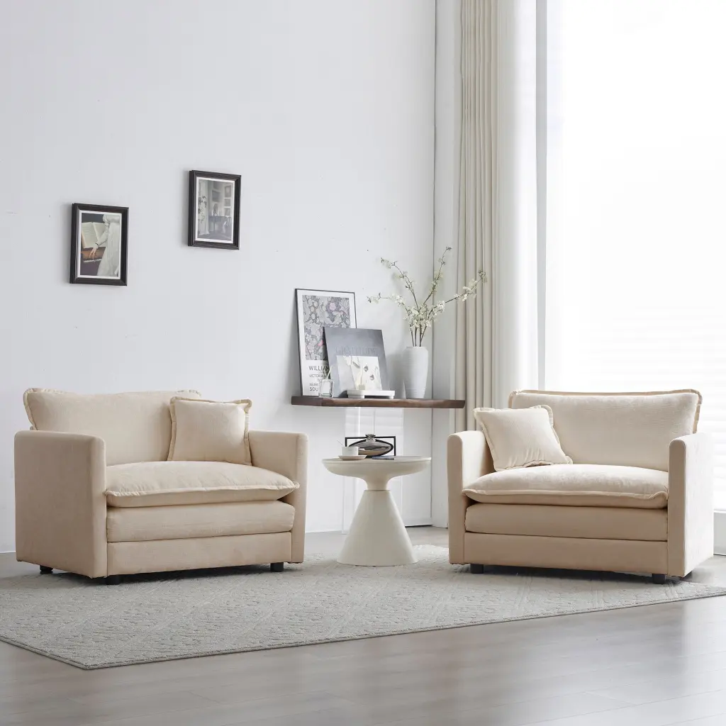 Accent Chair Set 2 High End Chenille Upholstered Armchairs Living Room ui furniture