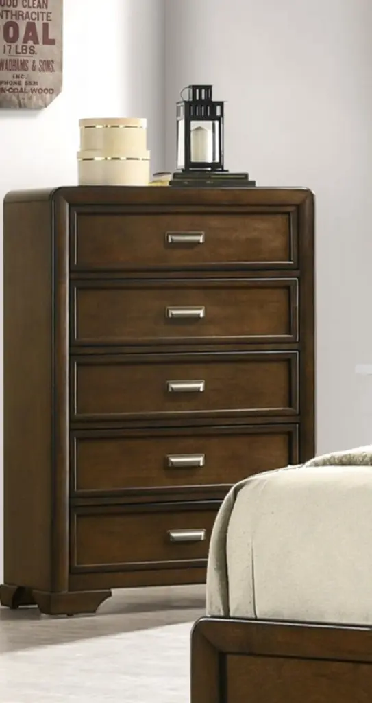 Contemporary Style 5 Drawer Chest Dark Brown Finish Wooden Bedroom Furniture kanepe