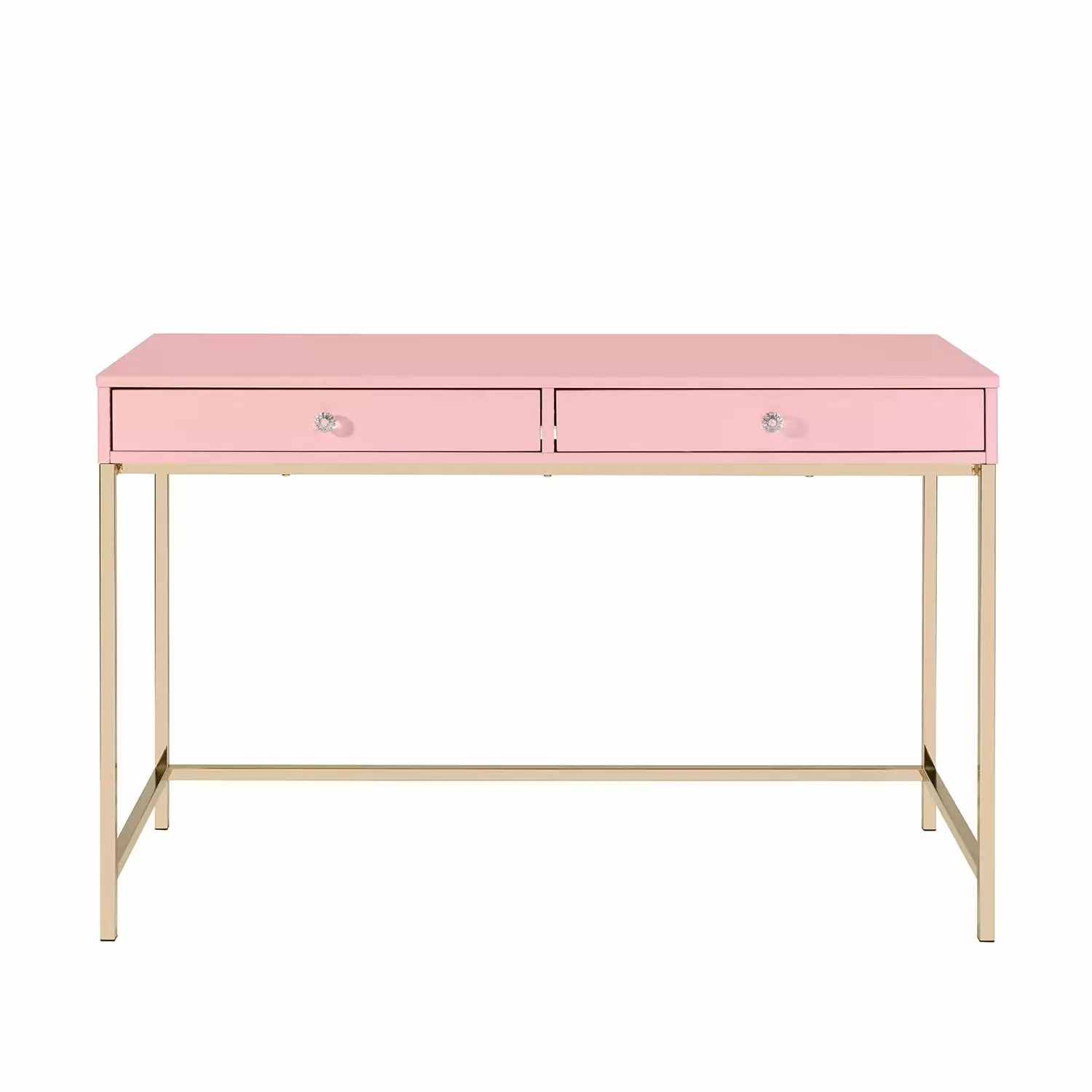 Rectangular Writing Desk 2 Drawers Pink and Gold - Modern Girls Desk SIMPLE RELAX