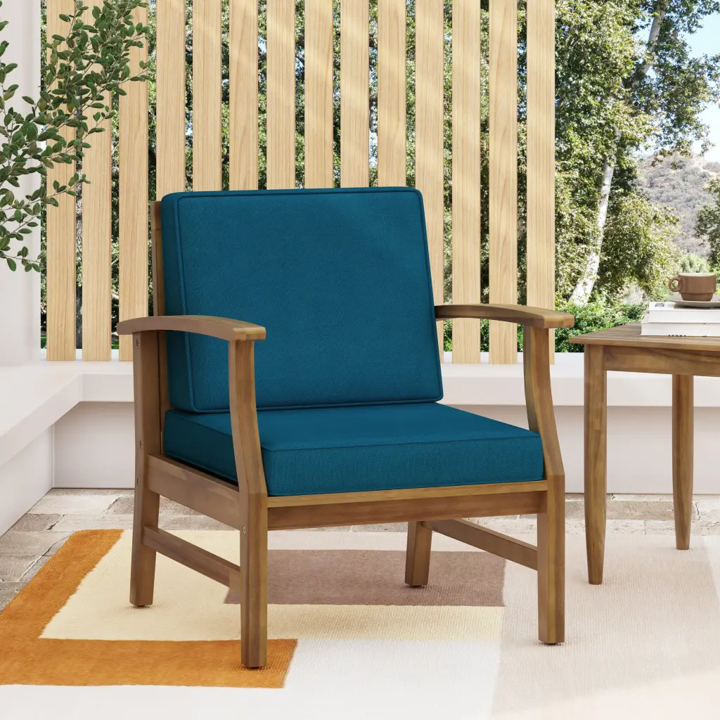 Perla Club Chair Blue Acacia Wood nh-gardenpara
