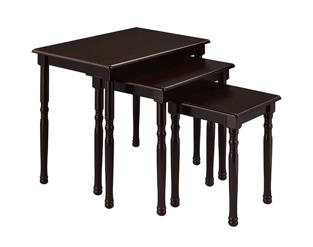 3 Piece Wooden Nesting Table Set Dark Cherry Finish Cherry Wood california home