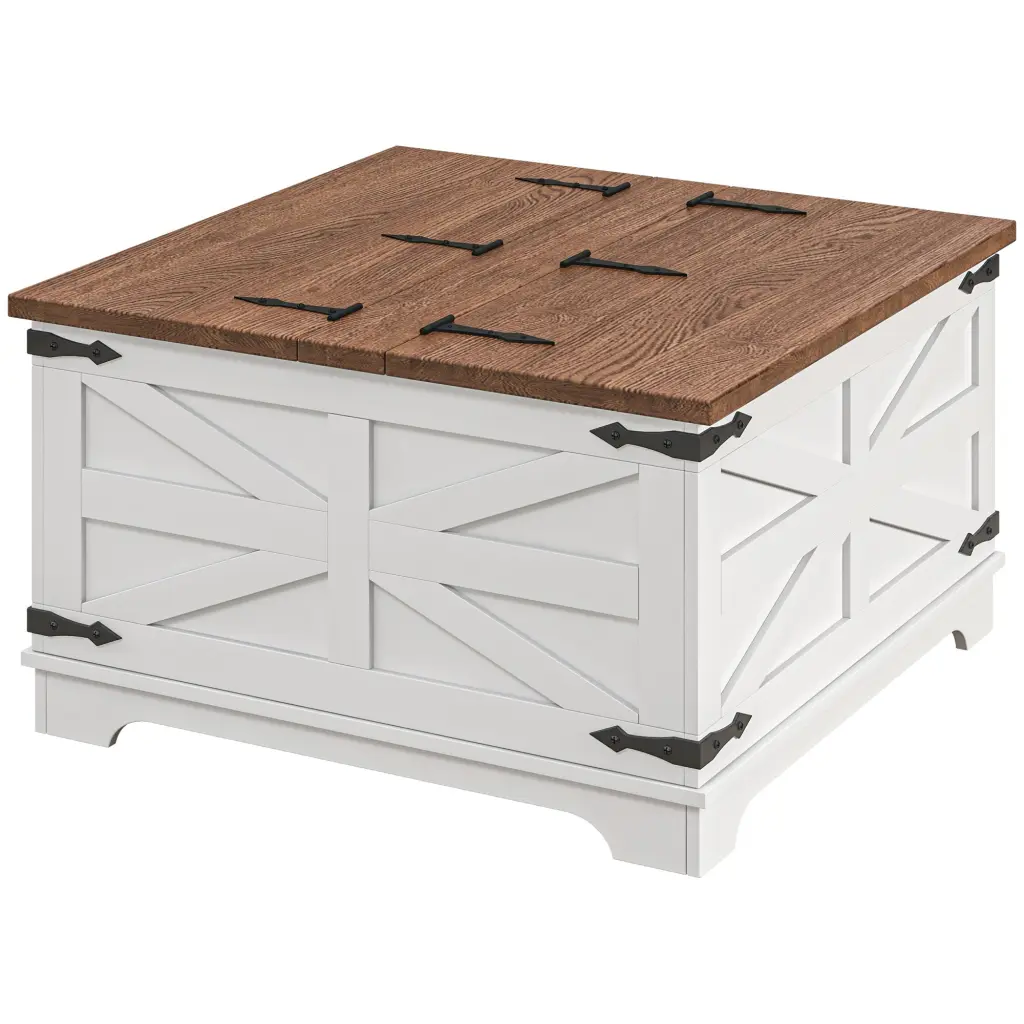 Homcom Coffee Table Flip Top Hidden Storage, Square Center Table aosom business