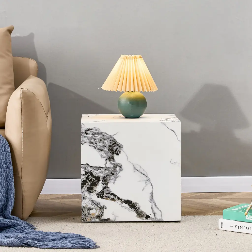 Modern White MDF Cube Coffee Table Chic Texture Design droom w-1151