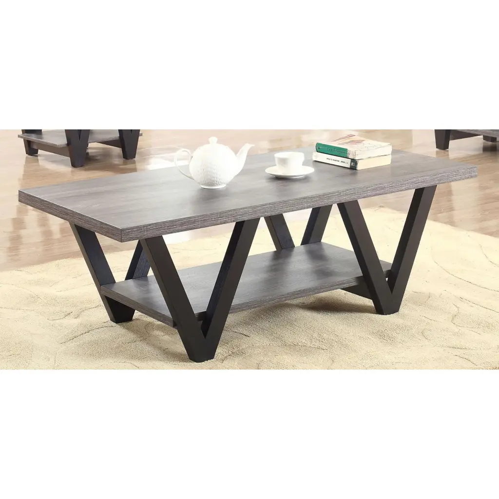 Black and Grey Angled Leg Coffee Table Living Space furniture max