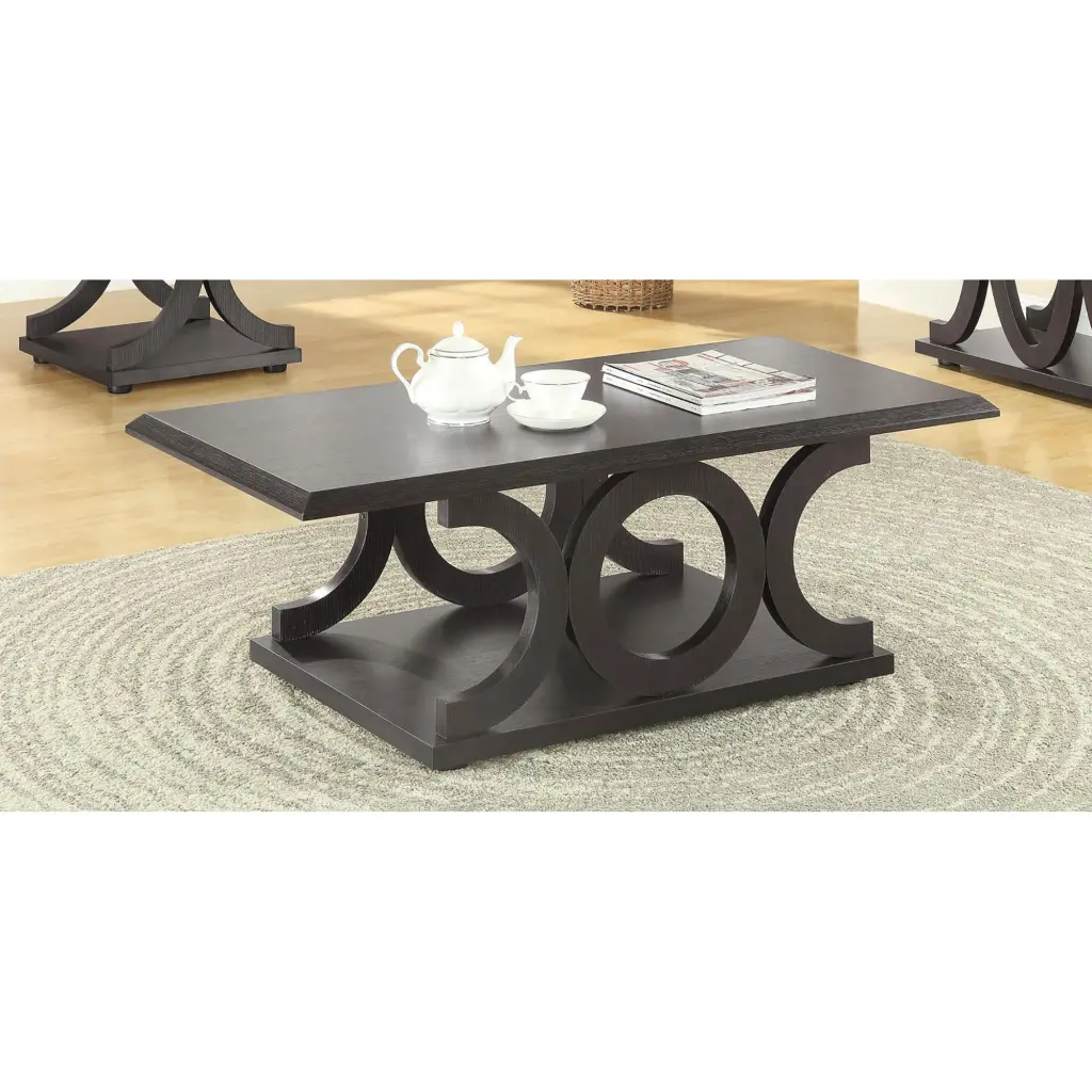 Cappuccino Influenced Coffee Table Brown Primary Living Space Transitional Design furniture max