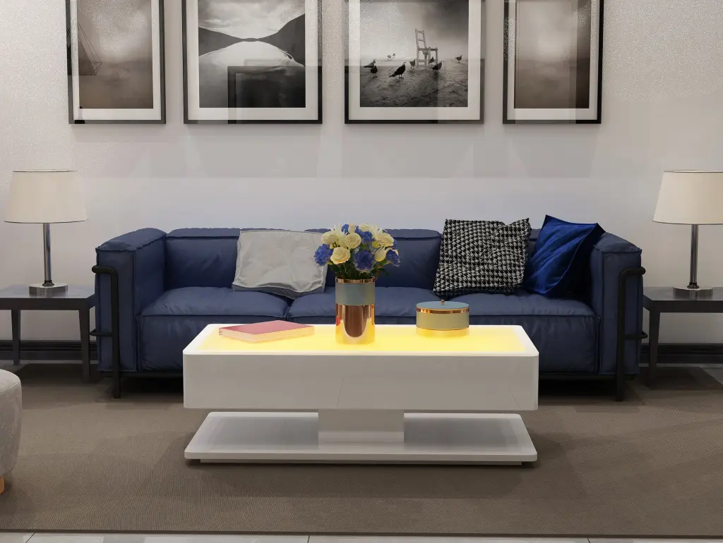 Emma Modern Contemporary LED Coffee Table Wooden Finish galaxy home furnishings