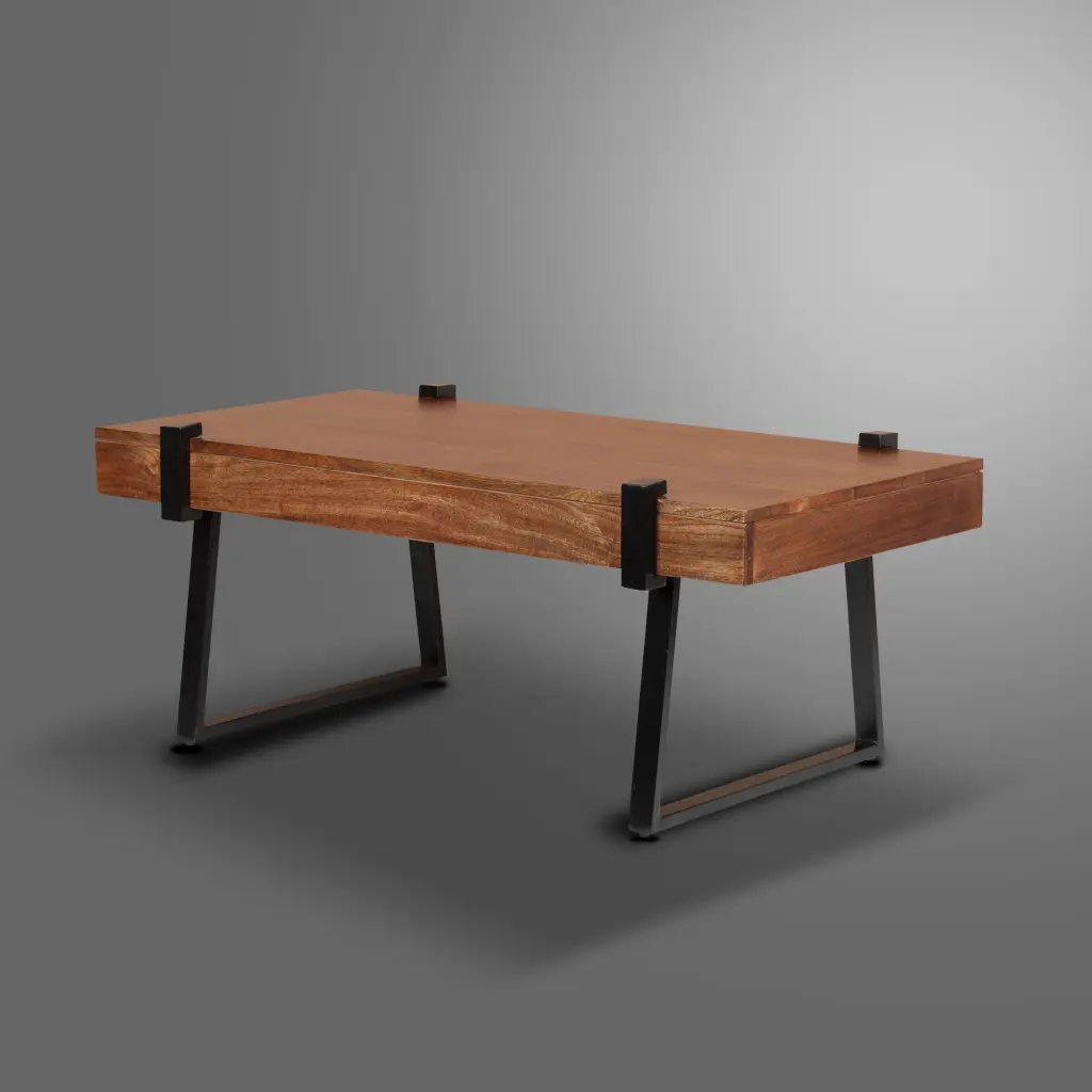 Brown Solid Wood Coffee Table KD Legs and 4 Inch Total Side global chain solutions