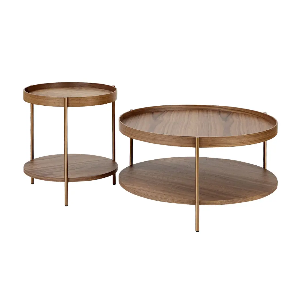 2 Piece Modern 2 Tier Round Coffee Table Set Living Room justone