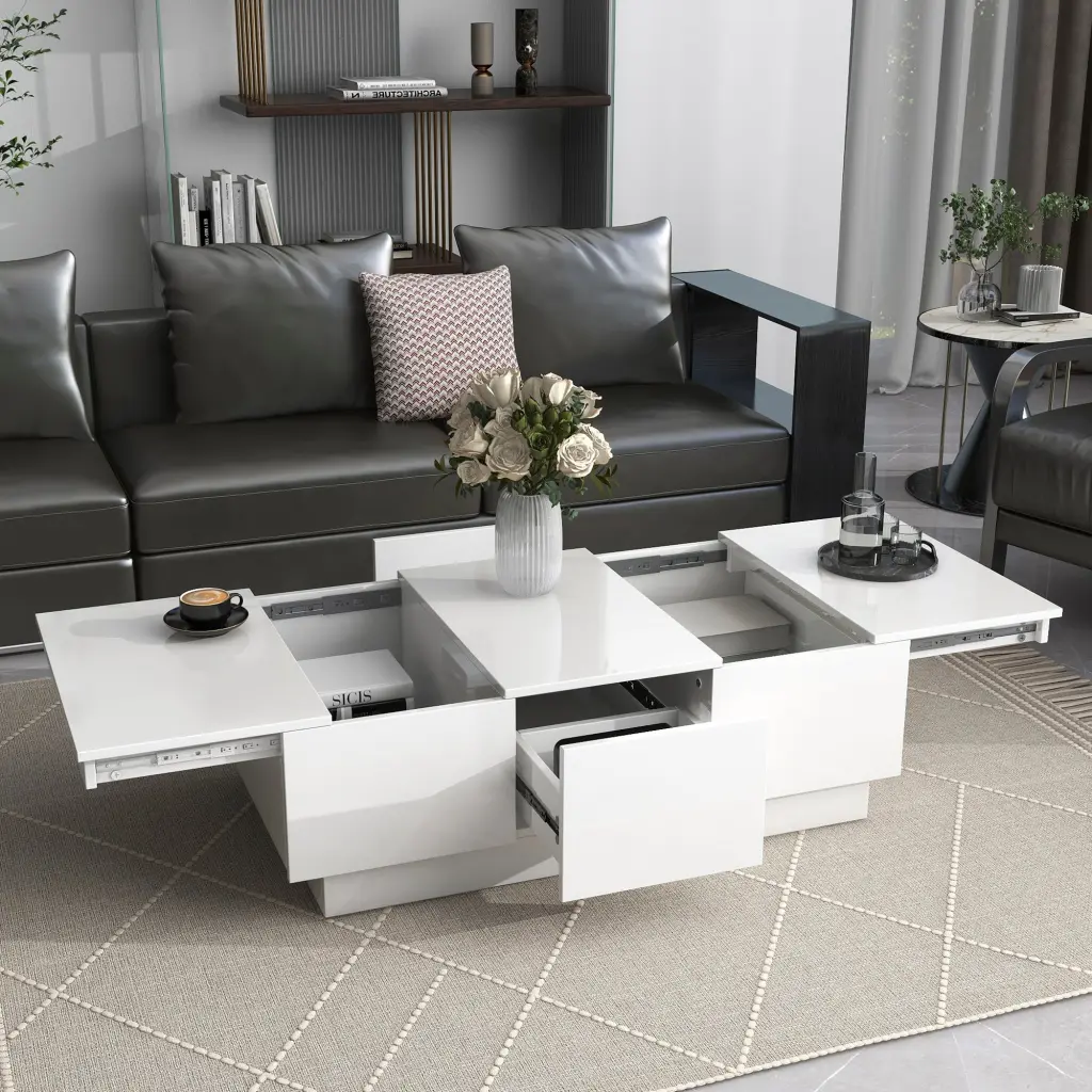Coffee Table 2 Large Hidden Storage Compartment Extendable Cocktail Table on-trend