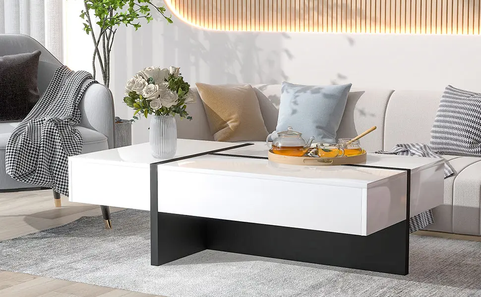 Contemporary High Gloss Rectangle Living Room Coffee Table on-trend