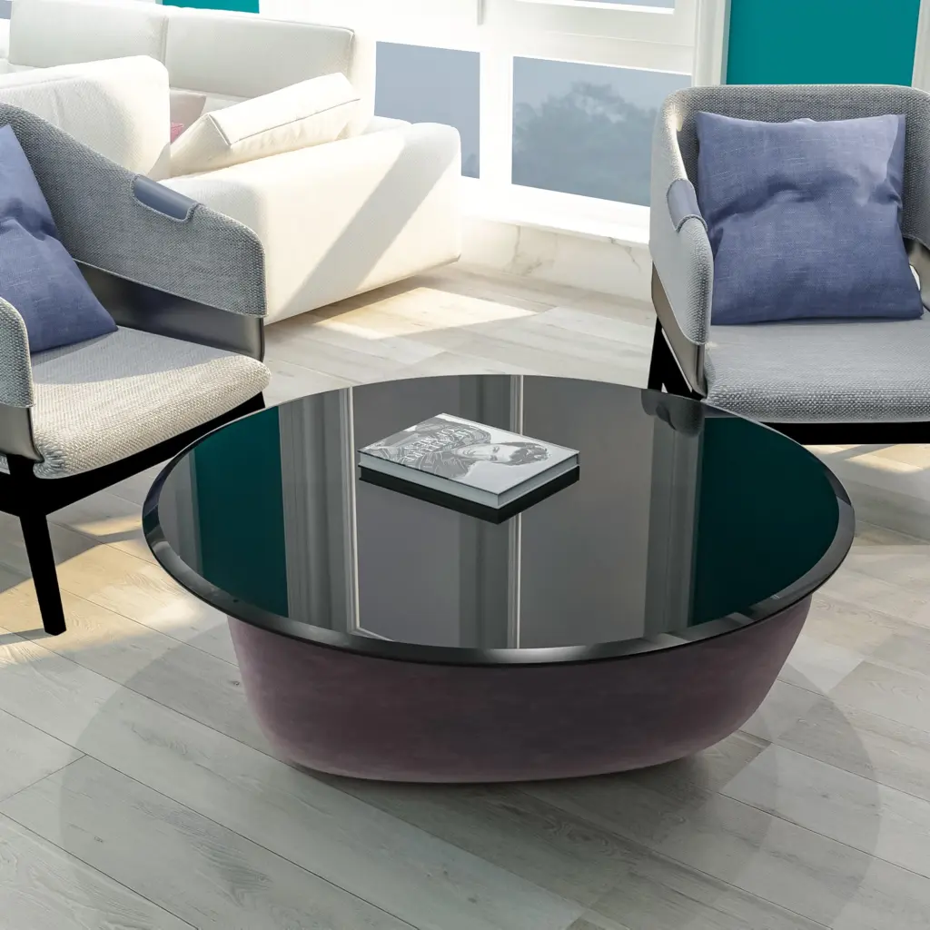 38.6 Inch Round Tempered Glass Table Top 2.5 Inch Thick Black Glass sya furniture