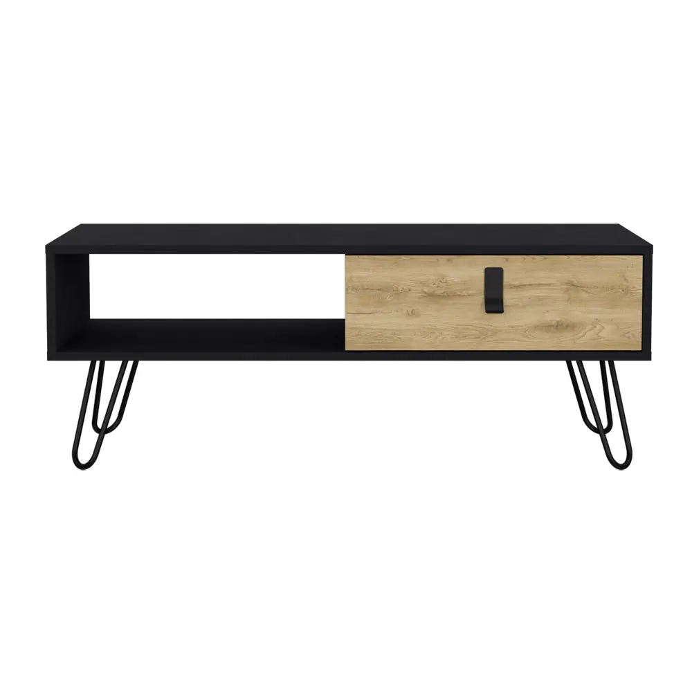 Magness Coffee Table Black Macadamia Multicolor Particle Board Living Room treevol furniture