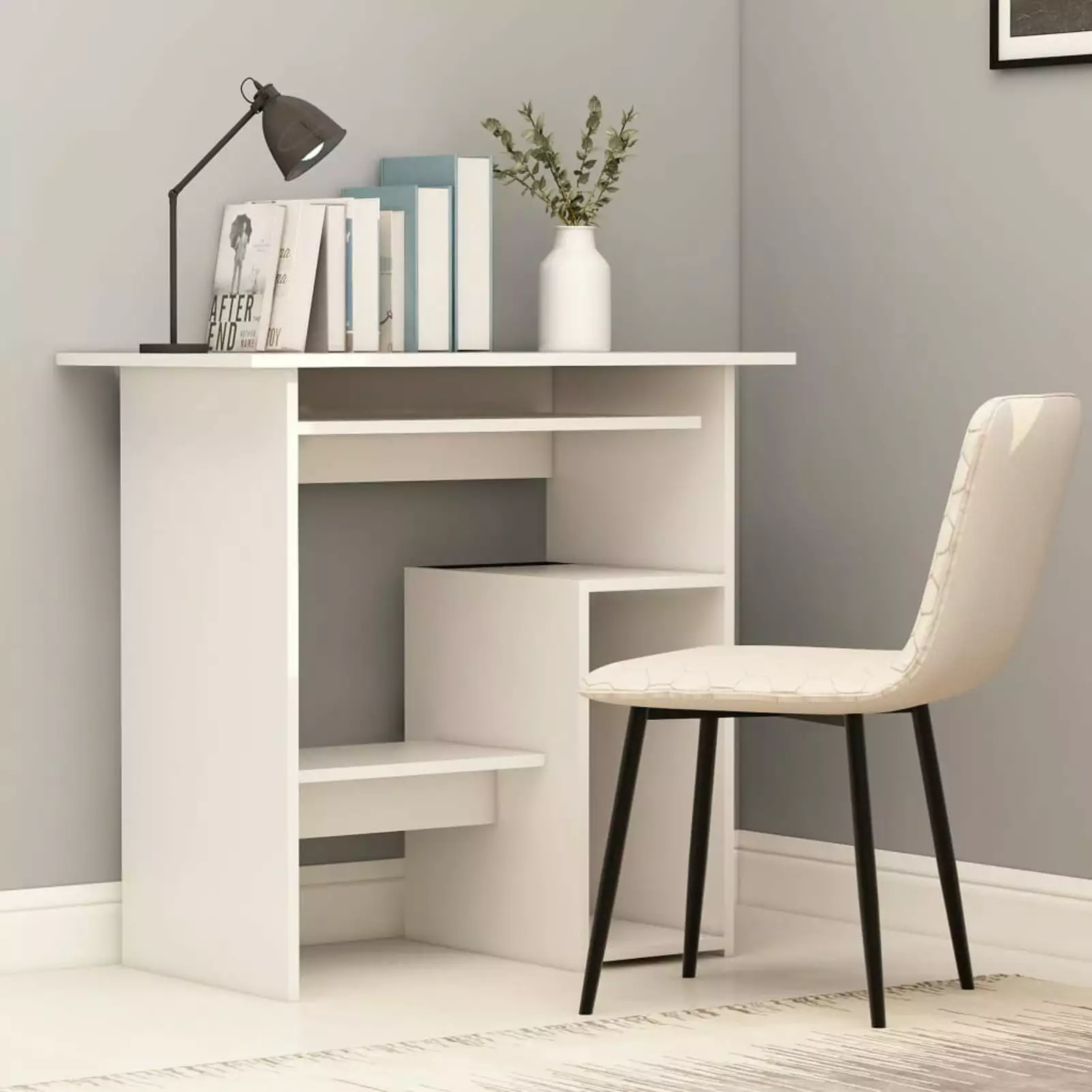 Dcenta Desk White 31.5x17.7x29.1 Chipboard Compact Writing Table