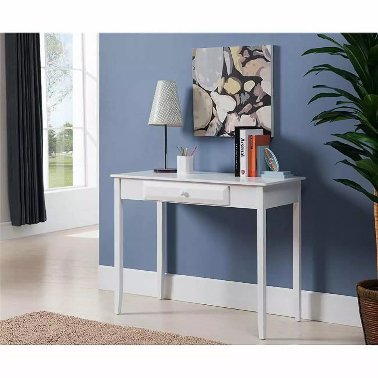 KB 30 x 38 x 18 Home Office Desk White Compact Workstation Small Spaces K&B