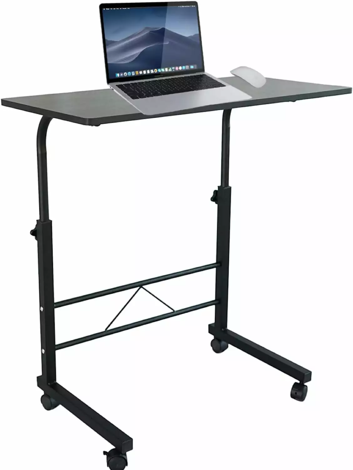 Small Standing Desk Height Adjustable Lockable Casters Portable Compact Computer Desk Black 31.5 Inch LIUNU