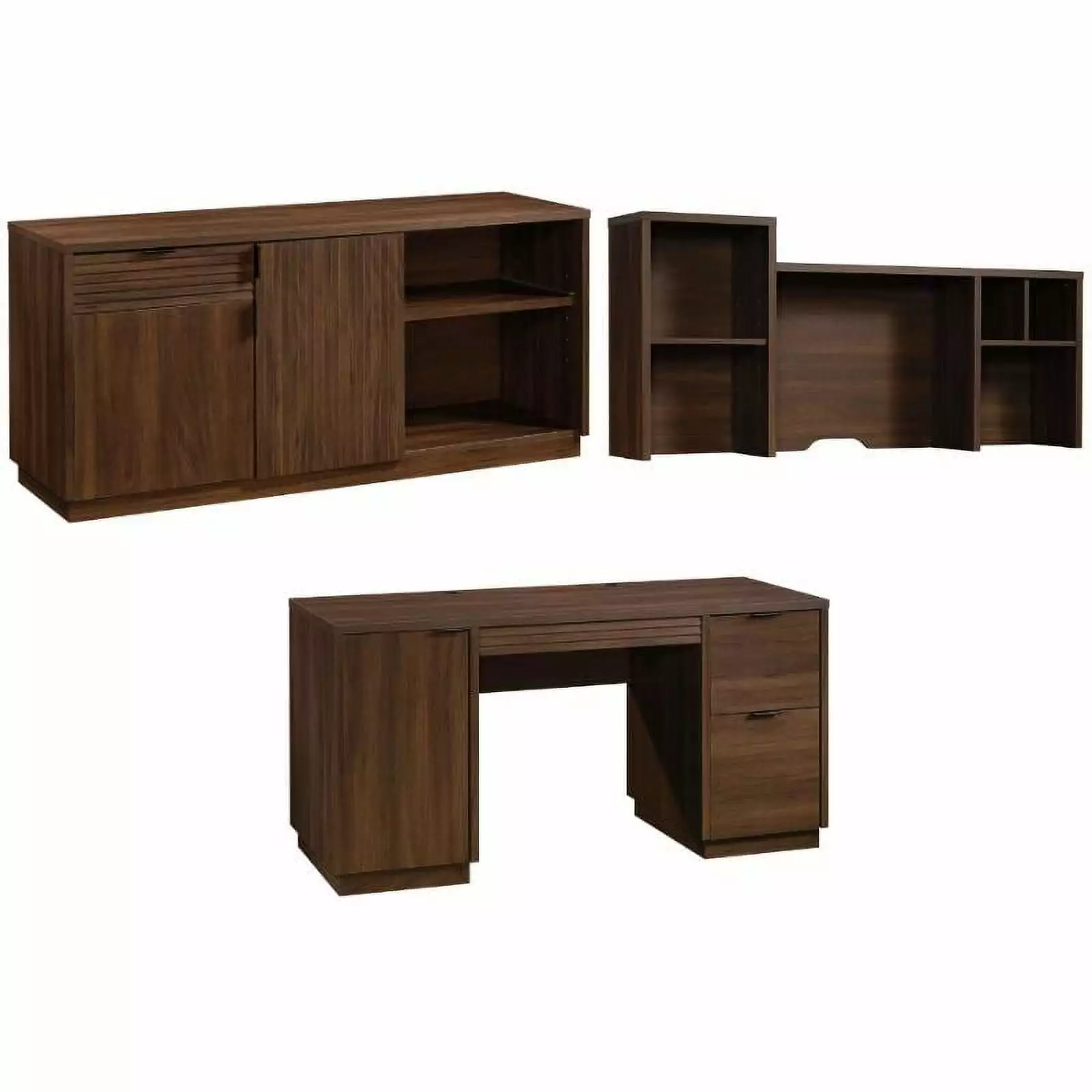 Home Square 3-Piece Set Computer Desk & Hutch & Office Credenza - Complete Office Furniture