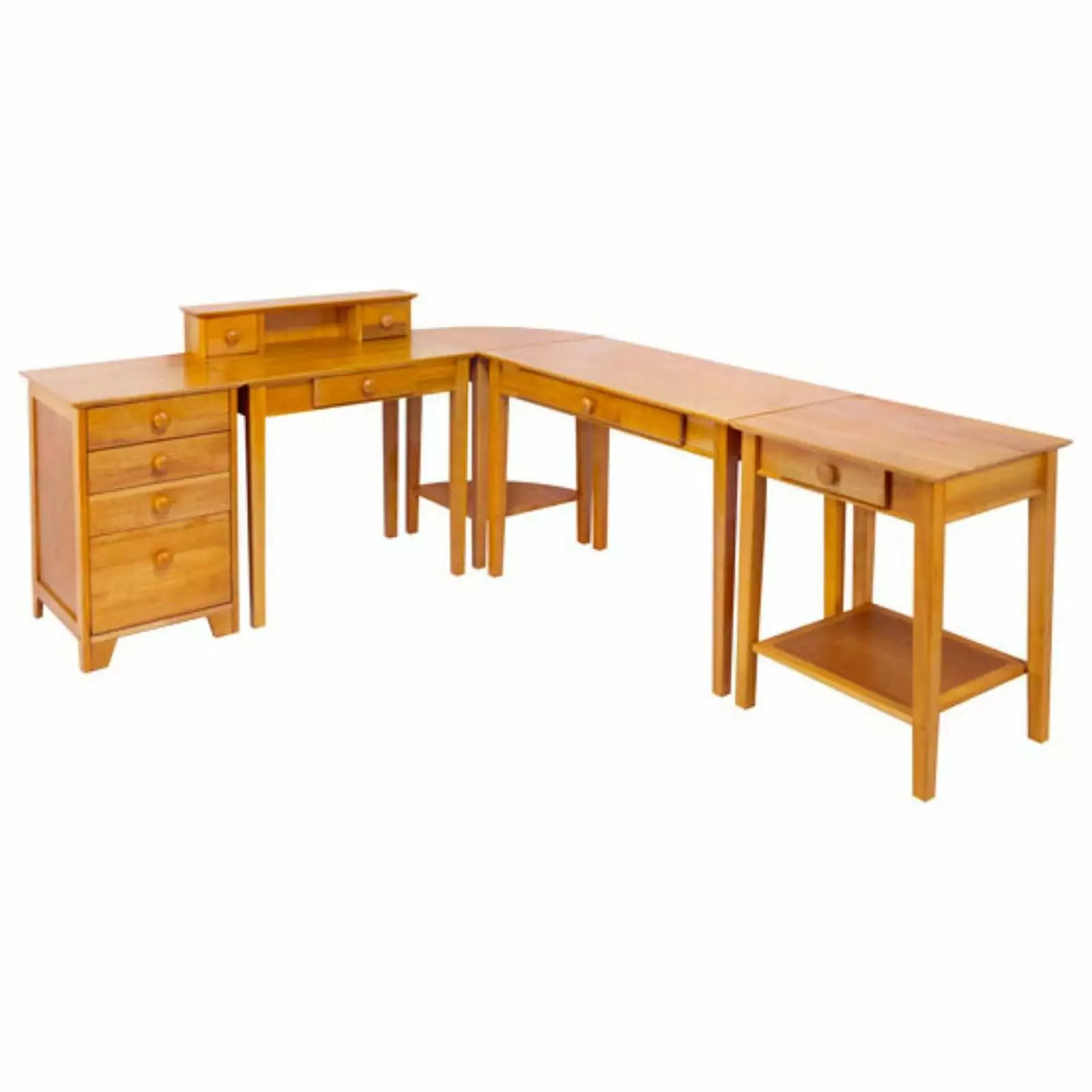Winsome Wood Studio 5-Pc Home Office Set Honey Pine Desk and Storage