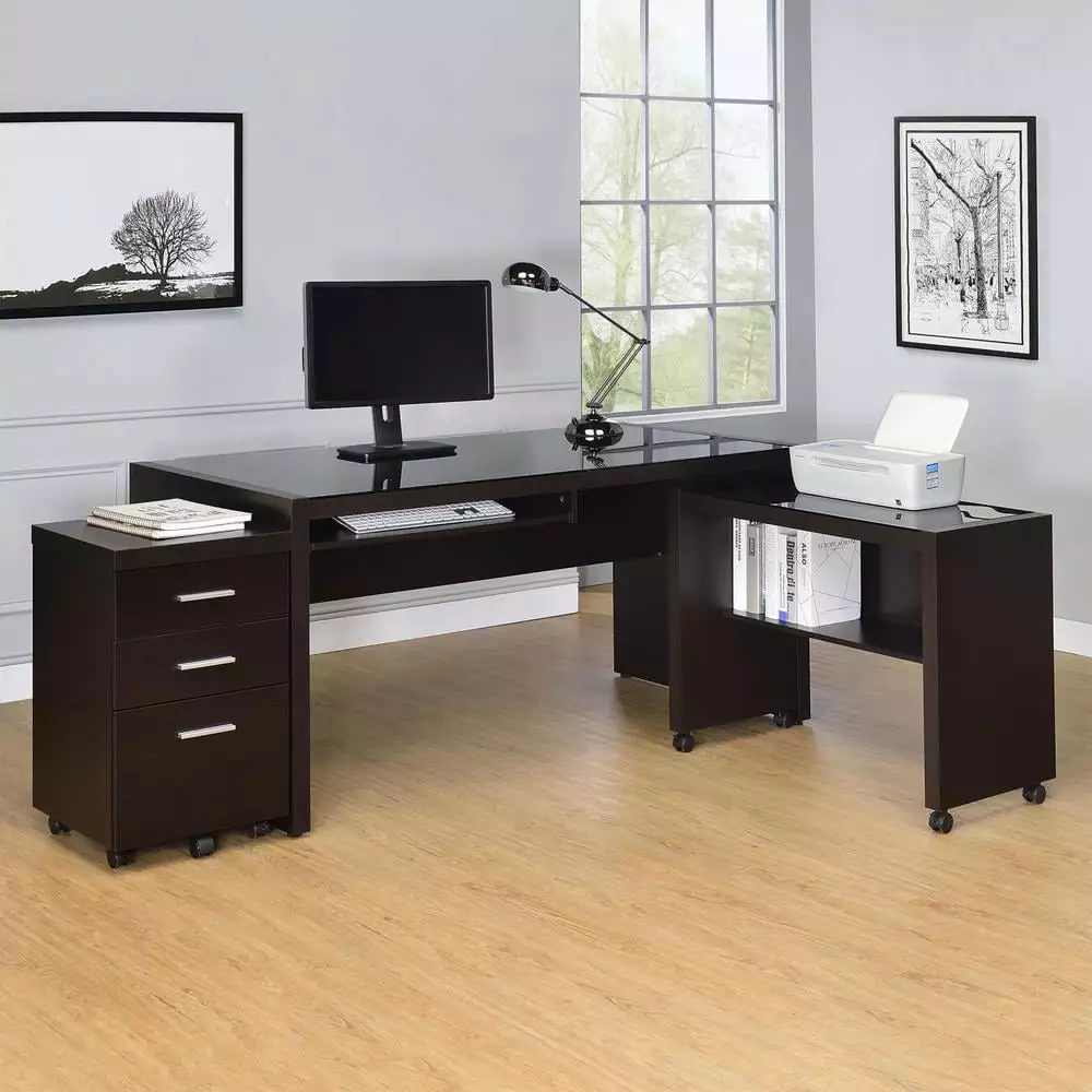 Skeena 3-piece Home Office Set Cappuccino Complete Workstation Desk and Storage Coaster Company
