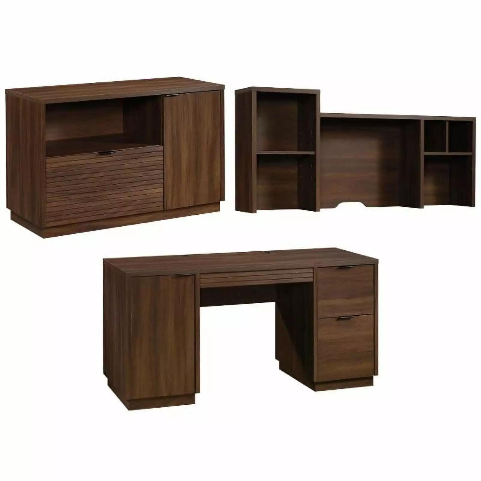 Home Square 3-Piece Computer Desk Set Hutch and Storage Credenza Office Suite