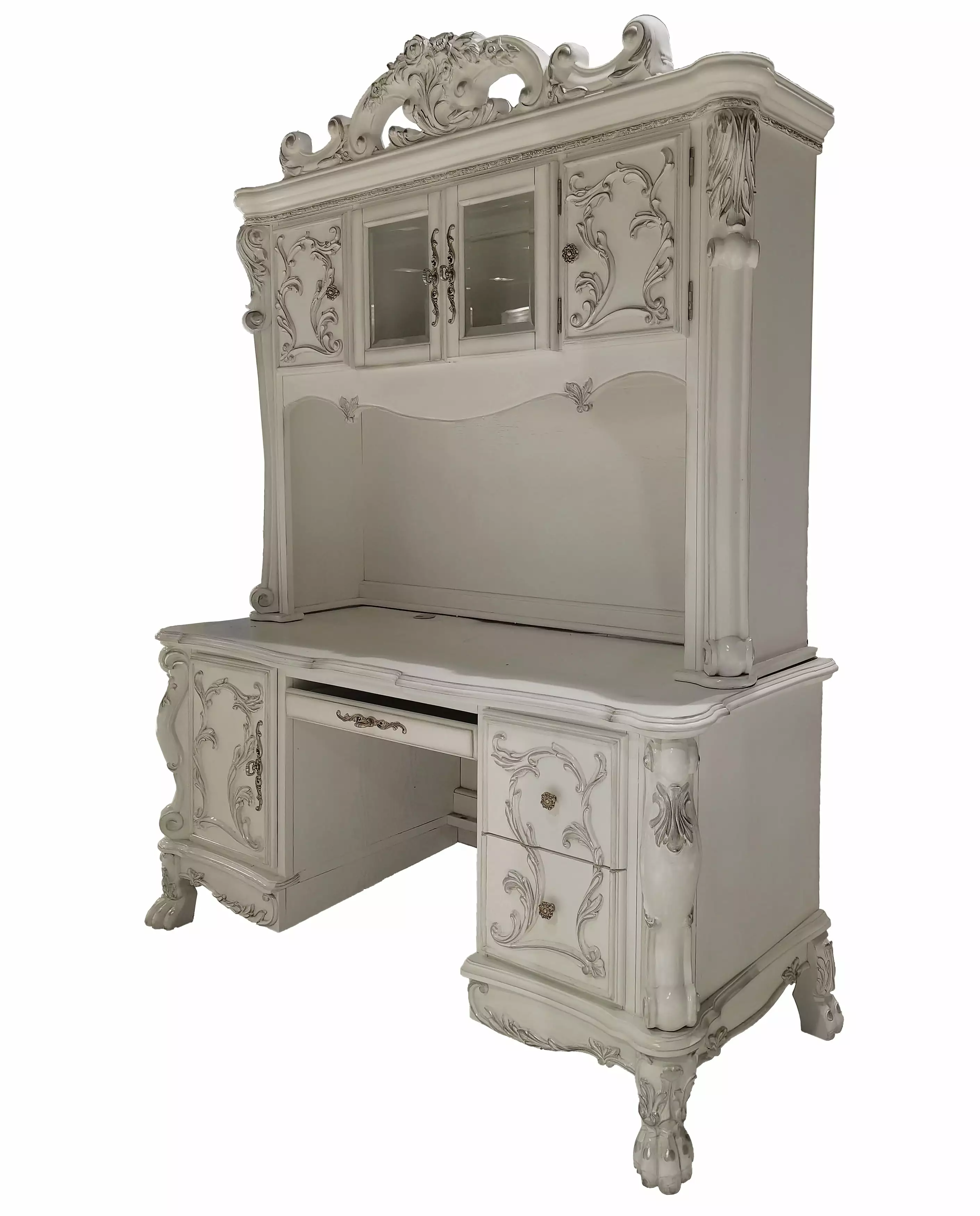 ACME Dresden Computer Desk and Hutch Bone White Modern Home Office Workstation Acme Furniture