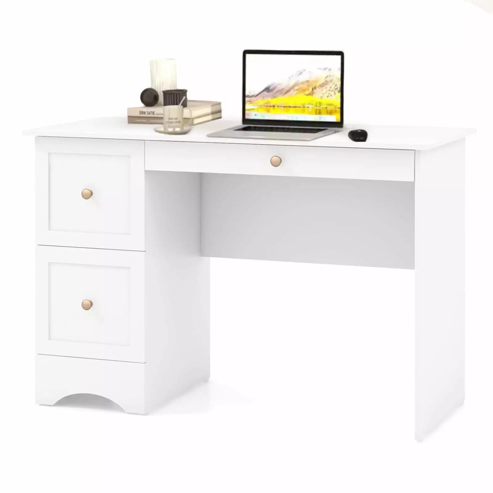 Amijoy Home Office Computer Desk 2 Drawers and Keyboard Tray